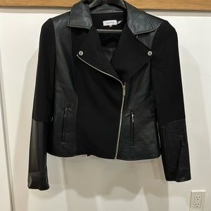 Black Calvin Klein mixed medium Moto jacket.